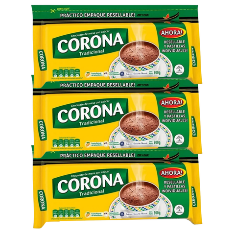 3 Pack Chocolate Tradicional Corona | 500 gr