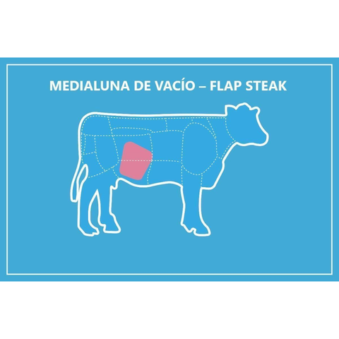 Auténtico Flap Meat (Media Luna Vacío/Vacío)  Importado de Argentina - 3lbs. aprox.  - Black Angus