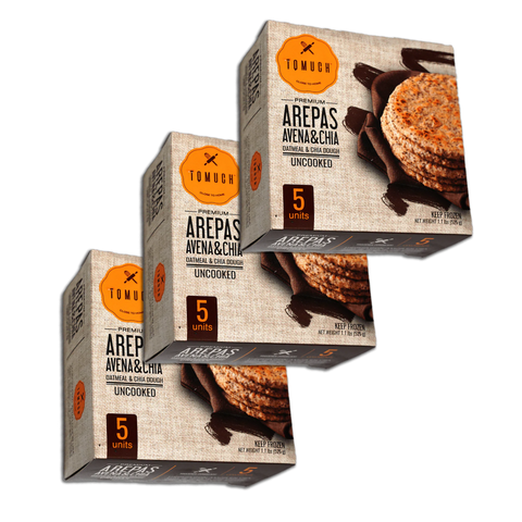 3 Pack Arepas de Chia y avena | 5 Unidades | TQMUCH