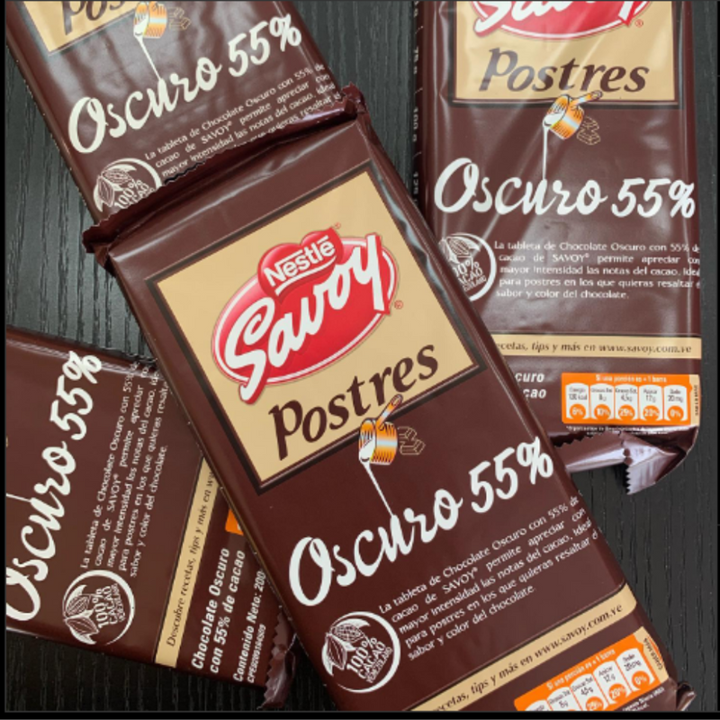 Chocolate Savoy Oscuro para Postres 55% | 4 tabletas