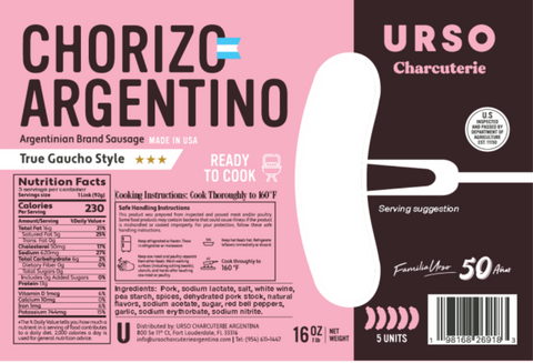 Chorizo Auténtico Argentino - Urso Charcuterie - 16oz